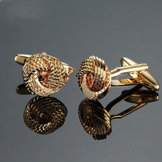 Gold-Plated Twist Cufflinks – Elegant French Shirt Accessories for Men