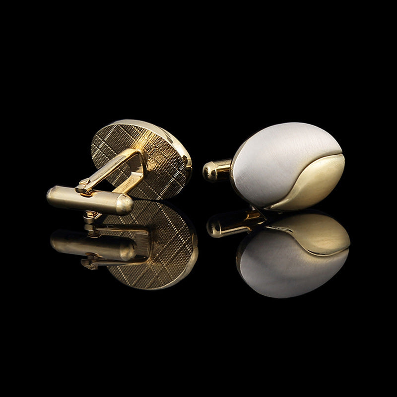 Electroplating Two-Tone Men's Cufflinks – Gold Brushed Finish