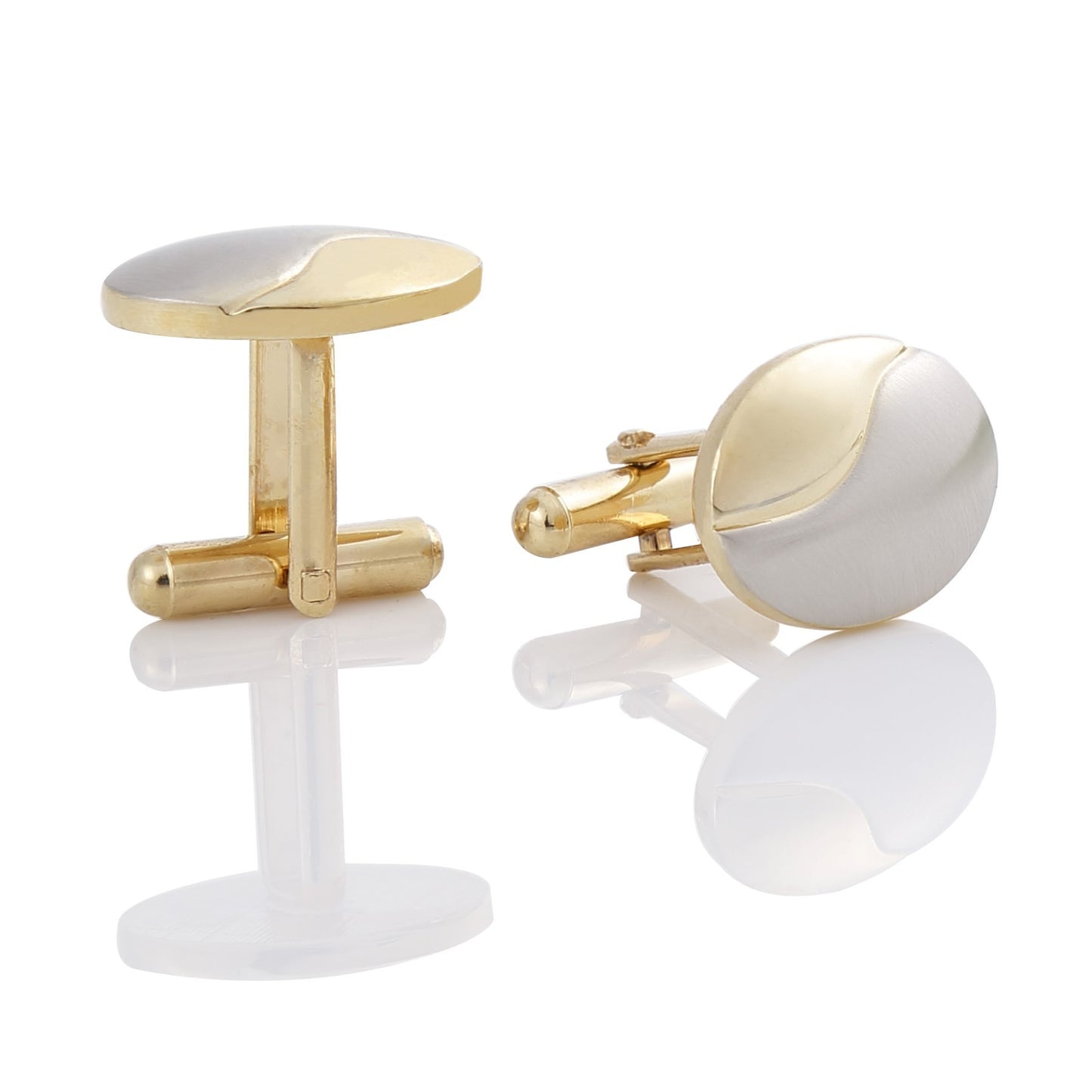 Electroplating Two-Tone Men's Cufflinks – Gold Brushed Finish