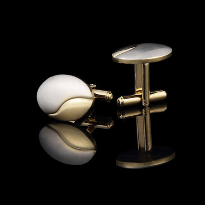 Electroplating Two-Tone Men's Cufflinks – Gold Brushed Finish