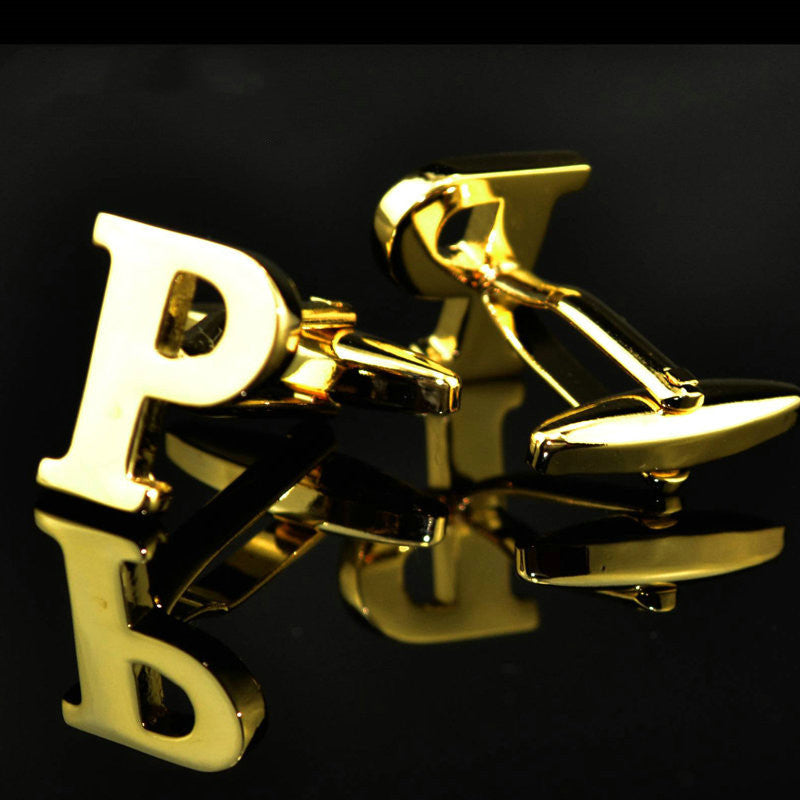 A-Z 14K Gold Plated Letter Cufflinks – Elegant Monogram Accessories