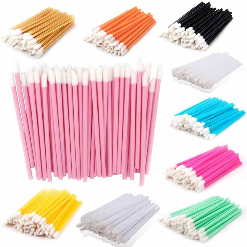 Disposable Lip Brush Sticks - 100 Pcs Soft Makeup Applicator Wands