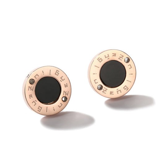 Black Ear Studs Rose Gold Plated - Elegant & Stylish Jewelry