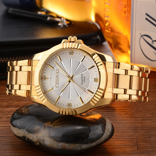 Business Men's Full Gold Fashion Watch - Stylish & Elegant Timepiece