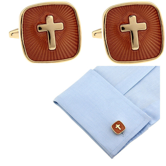 Gold Enamel French Cufflinks – Elegant Shirt Accessory for Men